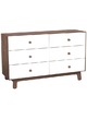 Merlin 6 Drawer Dresser White/Walnut